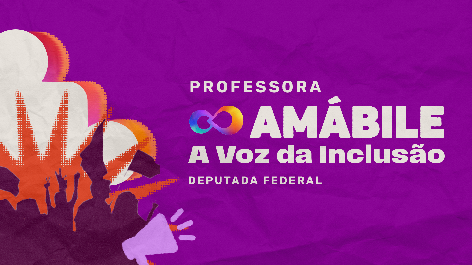 Arte da campanha Professora Amábile — A voz da inclusão